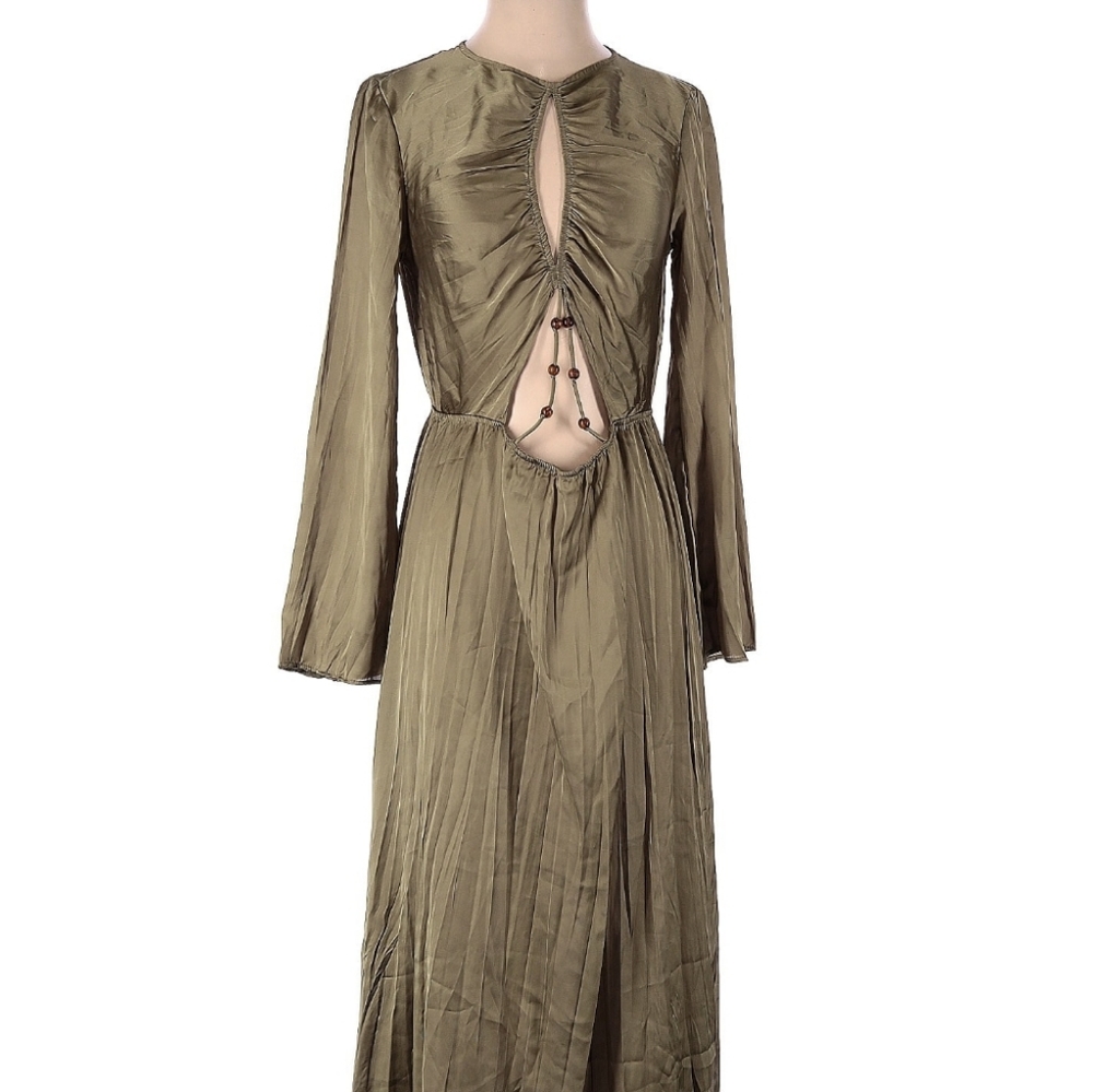 ZARA * satin effect pleated wrinkle effect cut out dress blogger favorite - Picture 15 of 16